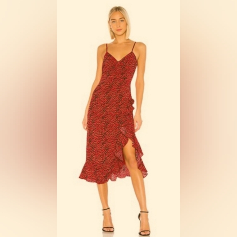 Bardot Lexi Midi Dress in Red Leopard XL/12